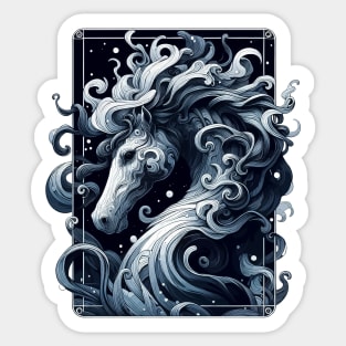 Monochromatic Outline Hippocampus Seahorse Sticker